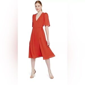 ALICE + OLIVIA V-Neck Midi Length Dress